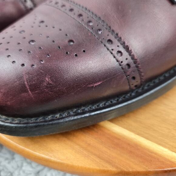 Allen Edmonds Men 10E Lexington Burgundy Maroon Cap Toe Brogue Oxford Dress 5171 - Picture 8 of 15